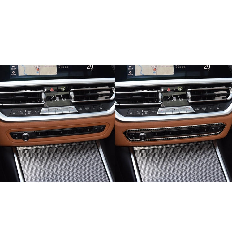 Car Carbon Fiber CD Button Frame Decorative Sticker for BMW 3 Series G20/G28/325Li/330d/335 2019-2020, Left and Right Drive Universal, CD Button Frame