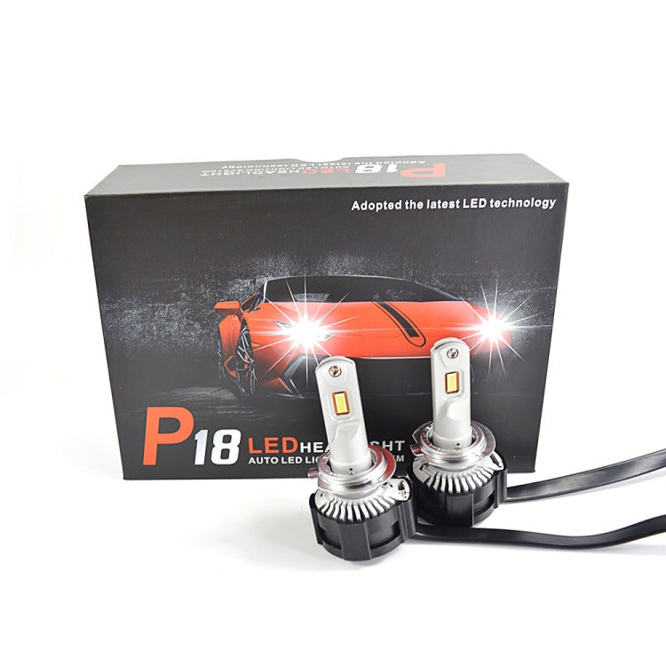 2 PCS P18 H7 DC11-30V 52W 6500K 6500LM Car LED Headlight Lamps, H7
