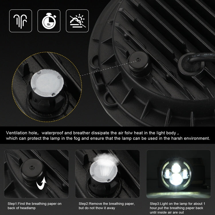 7 inch H4 / H13 DC 9V-30V 3000LM 3000K-6000K 25W Car Round Shape LED Headlight Lamps for Jeep Wrangler, with Angel Eye, For Jeep Wrangler