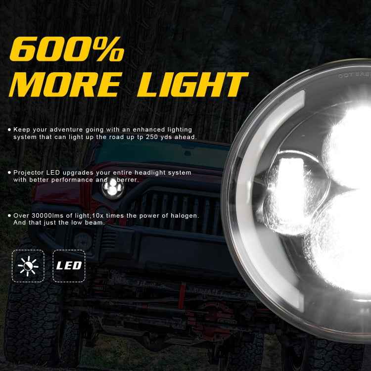 7 inch H4 / H13 DC 9V-30V 3000LM 3000K-6000K 25W Car Round Shape LED Headlight Lamps for Jeep Wrangler, with Angel Eye, For Jeep Wrangler