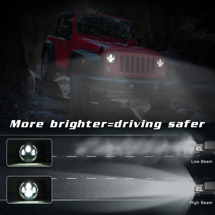 7 inch H4 / H13 DC 9V-30V 3000LM 3000K-6000K 25W Car Round Shape LED Headlight Lamps for Jeep Wrangler, with Angel Eye, For Jeep Wrangler