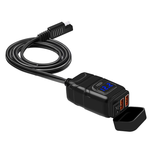 Universal Car Super Quick Dual Port USB Charger Power Outlet Adapter with LED Digital Voltmeter