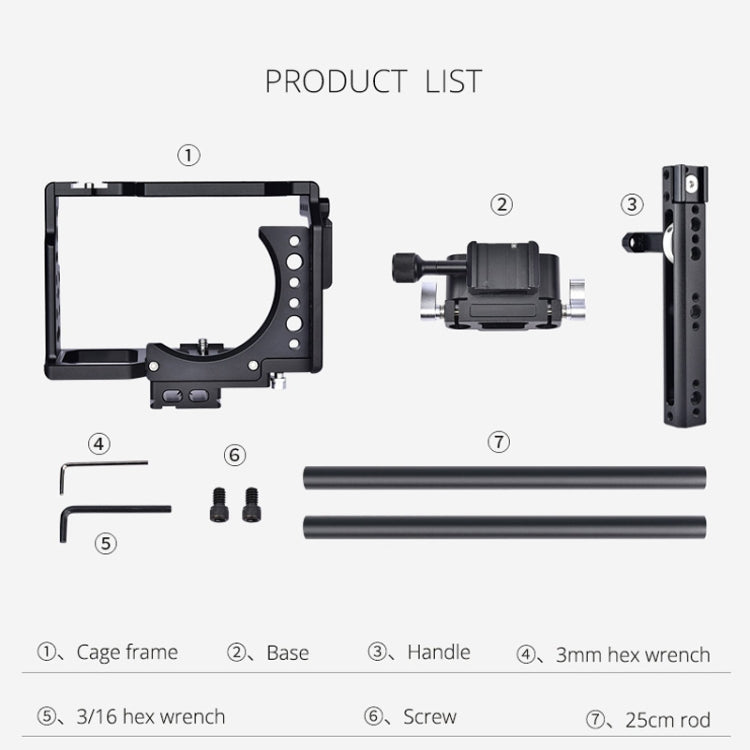 YELANGU CA7 YLG0908A-A Handle Video Camera Cage Stabilizer for  Sony A7K & A7X & A73  & A7S & A7R & A7RII & A7SII, YLG0908A-A