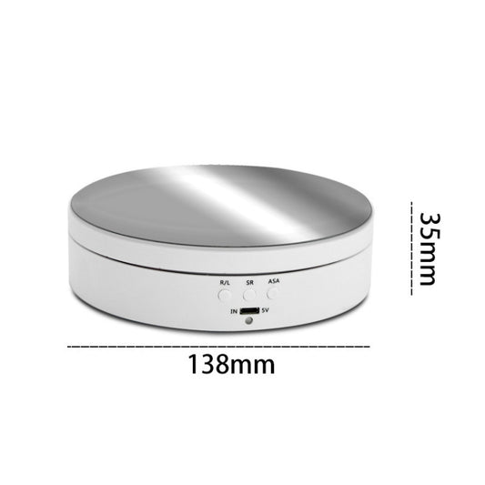 13.8cm Mirror Style USB Charging Smart 360 Degree Rotating Turntable Display Stand Video Shooting Props Turntable for Photography, Load 3kg