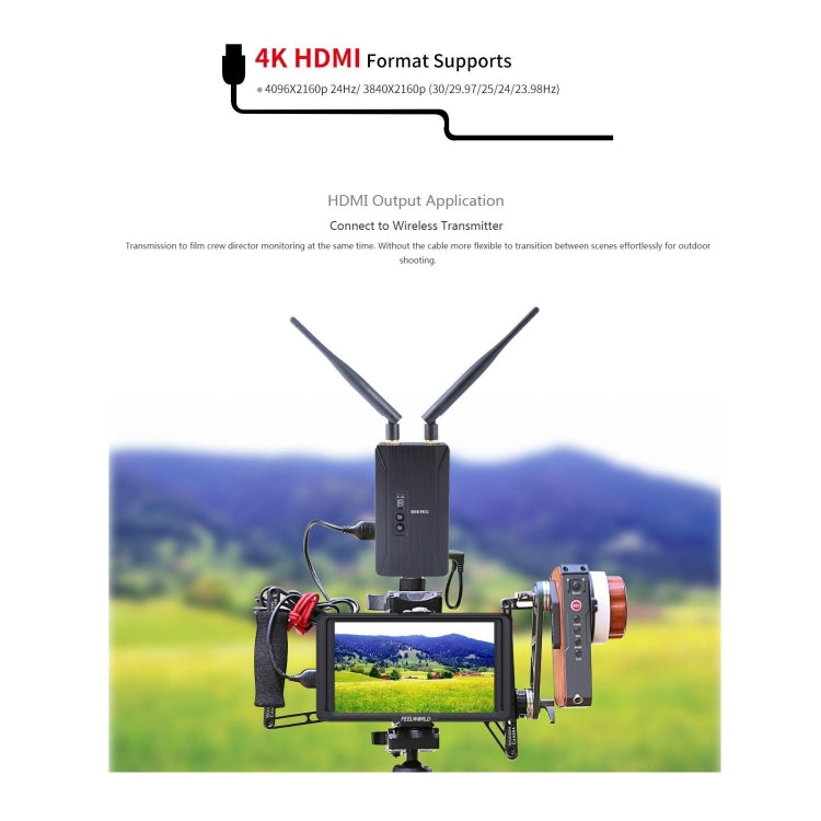 FEELWORLD F6S Full HD 1920x1080 5.0 inch IPS Screen DSLR Camera Field Monitor with Tilt Arm, Support 4K HDTV Input / Output, F6S