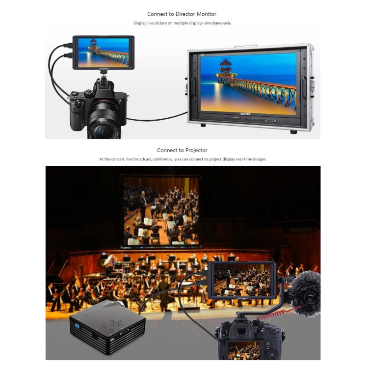 FEELWORLD F6S Full HD 1920x1080 5.0 inch IPS Screen DSLR Camera Field Monitor with Tilt Arm, Support 4K HDTV Input / Output, F6S