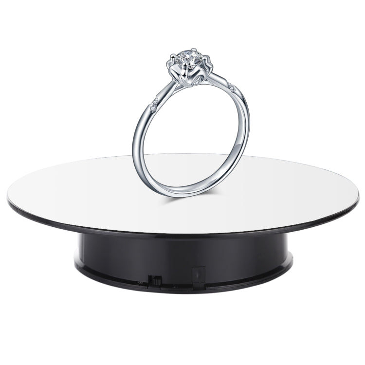 25cm 360 Degree Electric Rotating Mirror Surface Turntable Display Stand Video Shooting Props Turntable for Photography, Load 3kg, Powered by Battery, 25cm Mirror/Powered by Battery(W), 25cm Mirror/Powered by Battery(WB), 25cm Mirror/Powered by Battery(B)