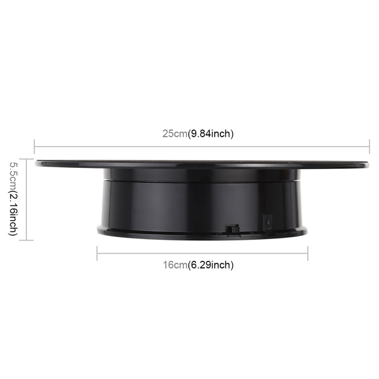 25cm 360 Degree Electric Rotating Mirror Surface Turntable Display Stand Video Shooting Props Turntable for Photography, Load 3kg, Powered by Battery, 25cm Mirror/Powered by Battery(W), 25cm Mirror/Powered by Battery(WB), 25cm Mirror/Powered by Battery(B)