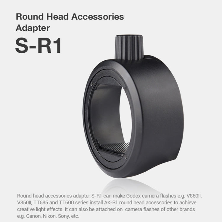 Godox S-R1 Flash Speedlite Round Shape Adapter for Godox TT685 / V860II / V350 / TT600, S-R1