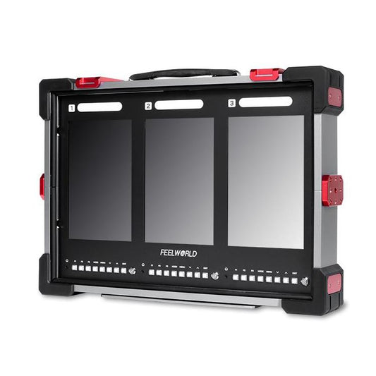 FEELWORLD PS101 Triple 10.1-inch Vertical Dispaly Carry-on Monitor High Brightness 1000nit Portable Protective Case
