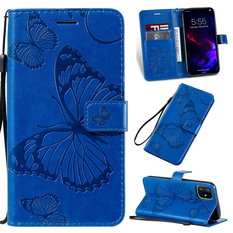 Pressed Printing Butterfly Pattern Horizontal Flip PU Leather Case with Holder & Card Slots & Wallet & Lanyard