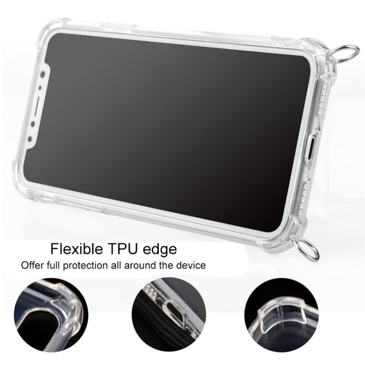 Four-Corner Anti-Fall Trasparent TPU Mobile Phone Case With Lanyard for iPhone, For iPhone 11 Pro, For iPhone 11, For iPhone 11 Pro Max
