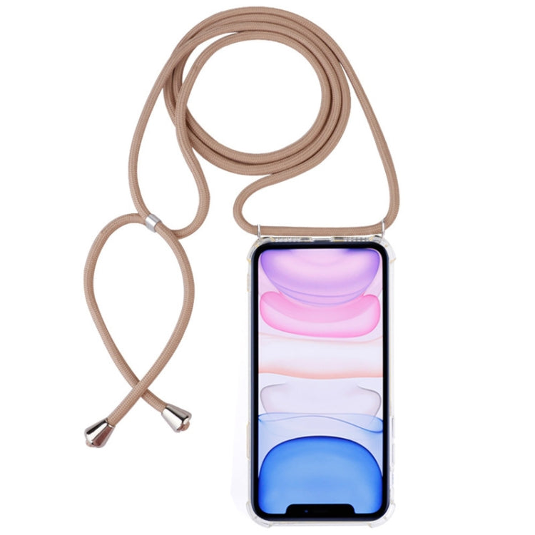 Four-Corner Anti-Fall Trasparent TPU Mobile Phone Case With Lanyard for iPhone, For iPhone 11 Pro, For iPhone 11, For iPhone 11 Pro Max