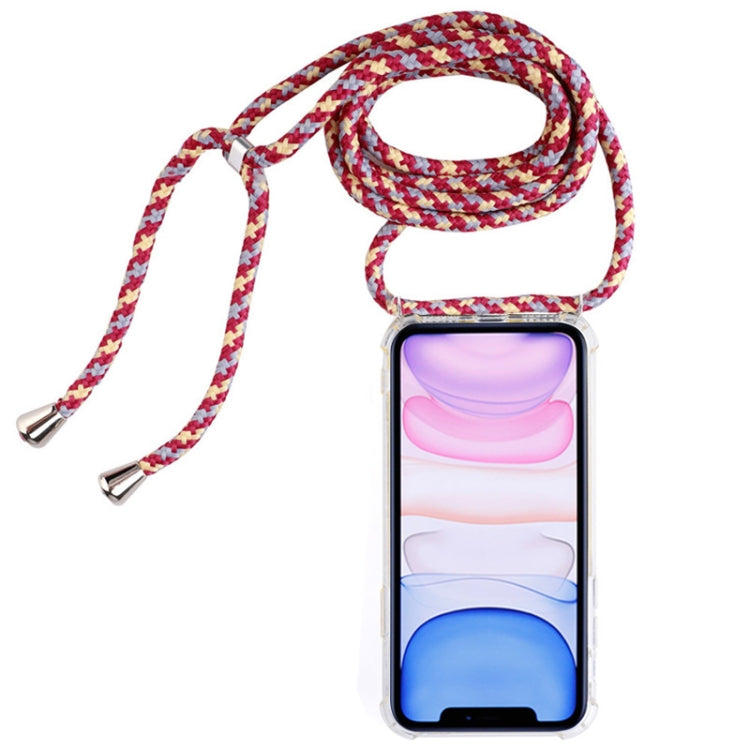 Four-Corner Anti-Fall Trasparent TPU Mobile Phone Case With Lanyard for iPhone, For iPhone 11 Pro, For iPhone 11, For iPhone 11 Pro Max