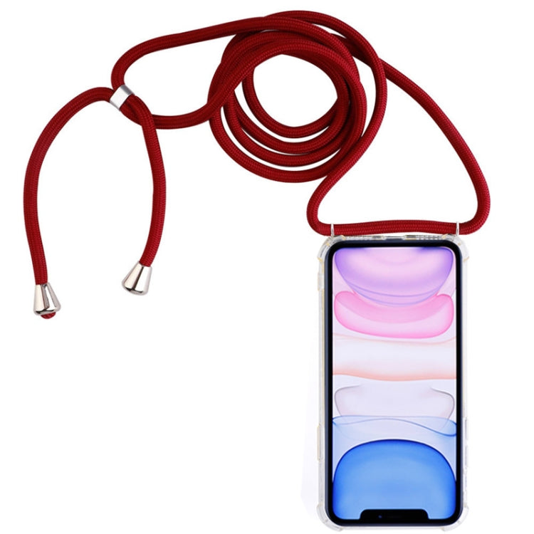 Four-Corner Anti-Fall Trasparent TPU Mobile Phone Case With Lanyard for iPhone, For iPhone 11 Pro, For iPhone 11, For iPhone 11 Pro Max