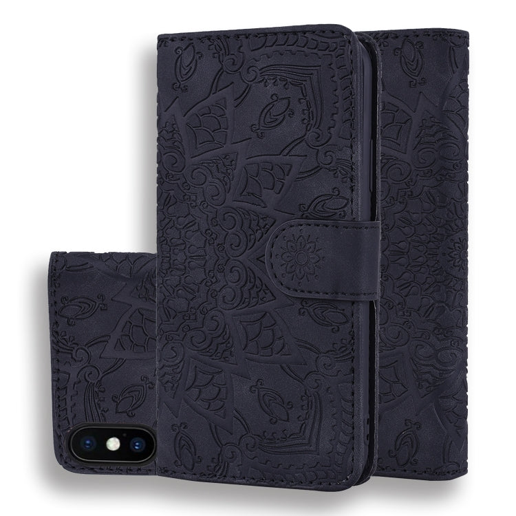 Calf Pattern Double Folding Design Embossed Leather Case with Wallet & Holder & Card Slots, For iPhone SE 2020 & 8 & 7, for iPhone XS / X, for iPhone 11 (6.1 inch), for iPhone 11 Pro (5.8 inch), for iPhone 11 Pro Max (6.5 inch)