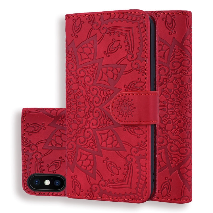 Calf Pattern Double Folding Design Embossed Leather Case with Wallet & Holder & Card Slots, For iPhone SE 2020 & 8 & 7, for iPhone XS / X, for iPhone 11 (6.1 inch), for iPhone 11 Pro (5.8 inch), for iPhone 11 Pro Max (6.5 inch)