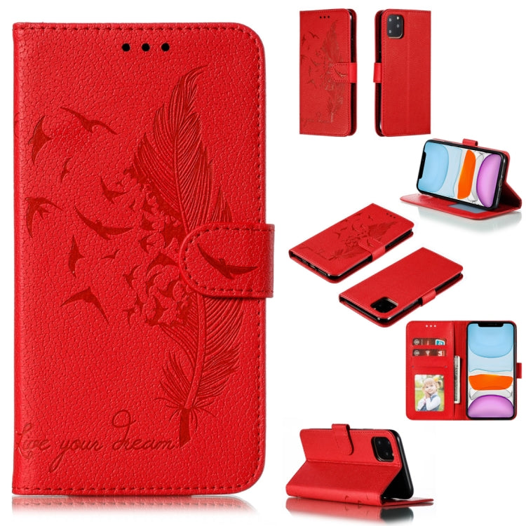 Feather Pattern Litchi Texture Horizontal Flip Leather Case with Wallet & Holder & Card Slots, For iPhone SE 2022 / SE 2020 / 8 / 7, For iPhone 7 Plus / 8 Plus, For iPhone 11 Pro, For iPhone 11, For iPhone 11 Pro Max, For iPhone XS /X, For iPhone XR���...