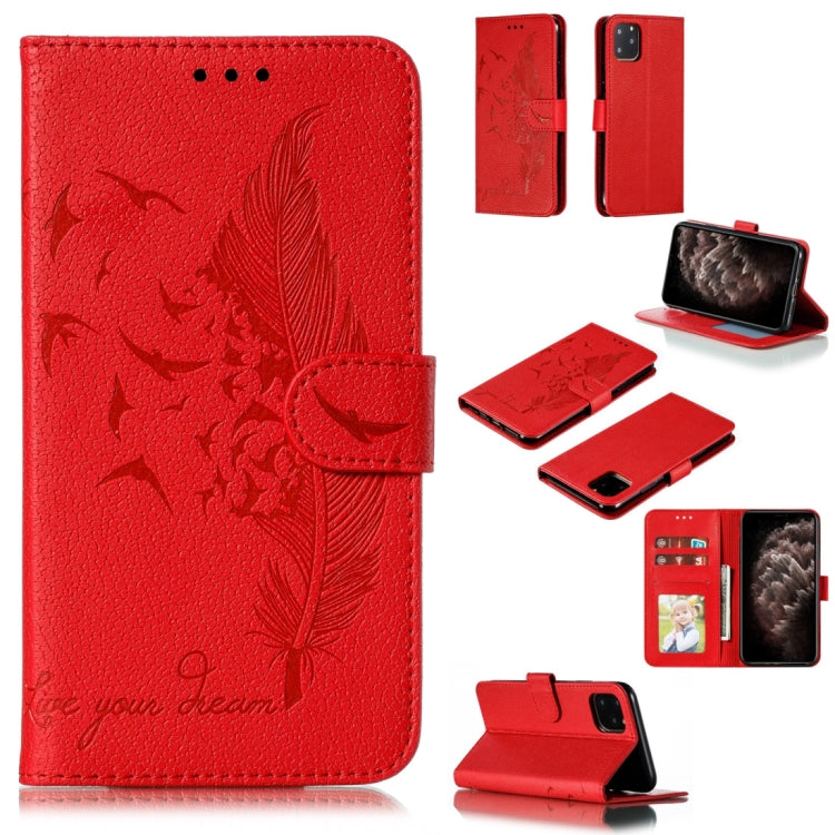Feather Pattern Litchi Texture Horizontal Flip Leather Case with Wallet & Holder & Card Slots, For iPhone SE 2022 / SE 2020 / 8 / 7, For iPhone 7 Plus / 8 Plus, For iPhone 11 Pro, For iPhone 11, For iPhone 11 Pro Max, For iPhone XS /X, For iPhone XR���...