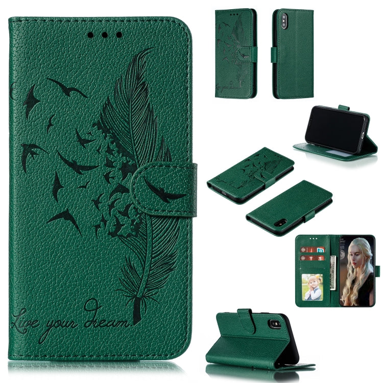 Feather Pattern Litchi Texture Horizontal Flip Leather Case with Wallet & Holder & Card Slots, For iPhone SE 2022 / SE 2020 / 8 / 7, For iPhone 7 Plus / 8 Plus, For iPhone 11 Pro, For iPhone 11, For iPhone 11 Pro Max, For iPhone XS /X, For iPhone XR���...