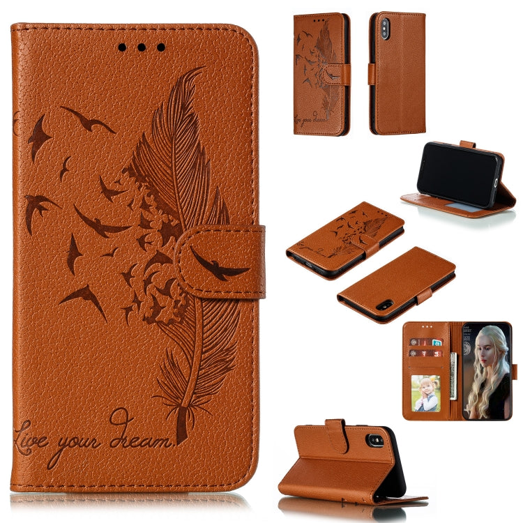 Feather Pattern Litchi Texture Horizontal Flip Leather Case with Wallet & Holder & Card Slots, For iPhone SE 2022 / SE 2020 / 8 / 7, For iPhone 7 Plus / 8 Plus, For iPhone 11 Pro, For iPhone 11, For iPhone 11 Pro Max, For iPhone XS /X, For iPhone XR���...