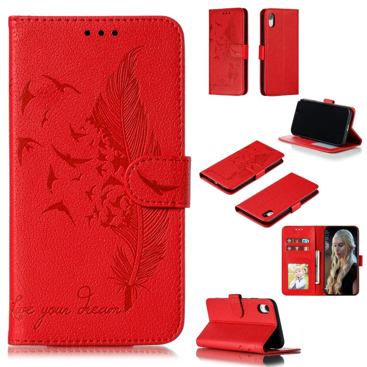 Feather Pattern Litchi Texture Horizontal Flip Leather Case with Wallet & Holder & Card Slots, For iPhone SE 2022 / SE 2020 / 8 / 7, For iPhone 7 Plus / 8 Plus, For iPhone 11 Pro, For iPhone 11, For iPhone 11 Pro Max, For iPhone XS /X, For iPhone XR���...