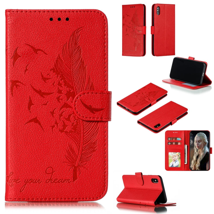 Feather Pattern Litchi Texture Horizontal Flip Leather Case with Wallet & Holder & Card Slots, For iPhone SE 2022 / SE 2020 / 8 / 7, For iPhone 7 Plus / 8 Plus, For iPhone 11 Pro, For iPhone 11, For iPhone 11 Pro Max, For iPhone XS /X, For iPhone XR���...