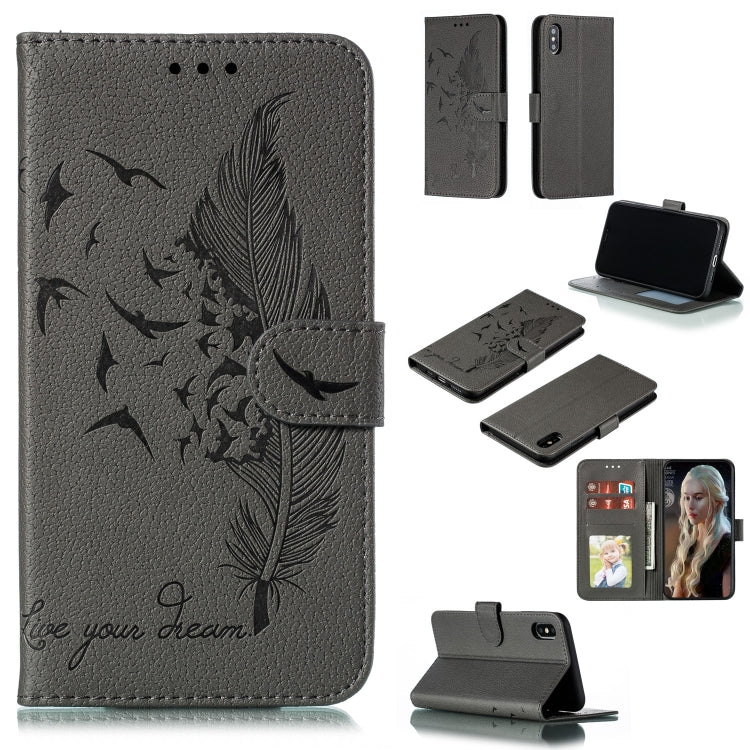 Feather Pattern Litchi Texture Horizontal Flip Leather Case with Wallet & Holder & Card Slots, For iPhone SE 2022 / SE 2020 / 8 / 7, For iPhone 7 Plus / 8 Plus, For iPhone 11 Pro, For iPhone 11, For iPhone 11 Pro Max, For iPhone XS /X, For iPhone XR���...