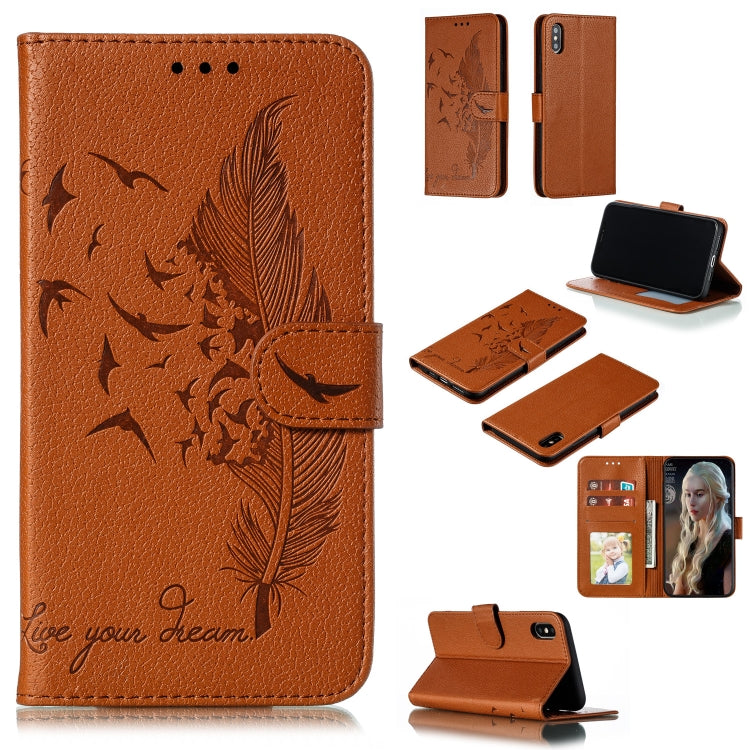 Feather Pattern Litchi Texture Horizontal Flip Leather Case with Wallet & Holder & Card Slots, For iPhone SE 2022 / SE 2020 / 8 / 7, For iPhone 7 Plus / 8 Plus, For iPhone 11 Pro, For iPhone 11, For iPhone 11 Pro Max, For iPhone XS /X, For iPhone XR���...