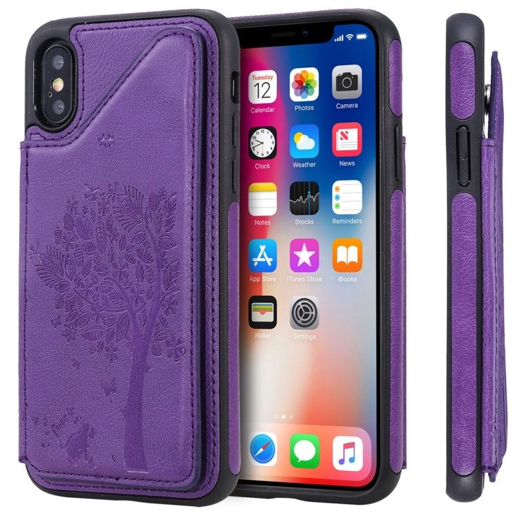 Cat Tree Embossing Pattern Shockproof Protective Case with Card Slots & Photo Frame, For iPhone 6 Plus, For iPhone 6, For iPhone 7 / 8, For iPhone 7 Plus / 8 Plus, For iPhone X, For iPhone XR, For iPhone XS Max, For iPhone XS, For iPhone 11 Pro��������...