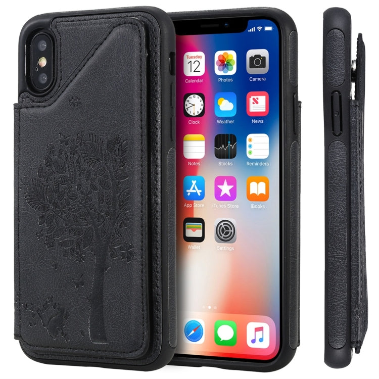 Cat Tree Embossing Pattern Shockproof Protective Case with Card Slots & Photo Frame, For iPhone 6 Plus, For iPhone 6, For iPhone 7 / 8, For iPhone 7 Plus / 8 Plus, For iPhone X, For iPhone XR, For iPhone XS Max, For iPhone XS, For iPhone 11 Pro��������...
