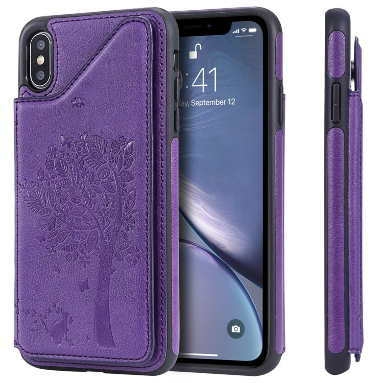 Cat Tree Embossing Pattern Shockproof Protective Case with Card Slots & Photo Frame, For iPhone 6 Plus, For iPhone 6, For iPhone 7 / 8, For iPhone 7 Plus / 8 Plus, For iPhone X, For iPhone XR, For iPhone XS Max, For iPhone XS, For iPhone 11 Pro��������...