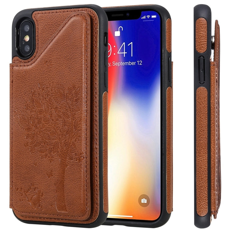 Cat Tree Embossing Pattern Shockproof Protective Case with Card Slots & Photo Frame, For iPhone 6 Plus, For iPhone 6, For iPhone 7 / 8, For iPhone 7 Plus / 8 Plus, For iPhone X, For iPhone XR, For iPhone XS Max, For iPhone XS, For iPhone 11 Pro��������...