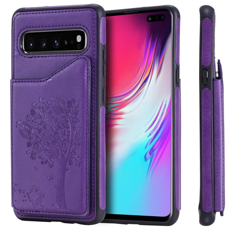 Cat Tree Embossing Pattern Shockproof Protective Case with Card Slots & Photo Frame, For Galaxy S8, For Galaxy S8+, For Galaxy S9, For Galaxy S9+, For Galaxy S10 5G, For Galaxy S10e, For Galaxy S10, For Galaxy S10+