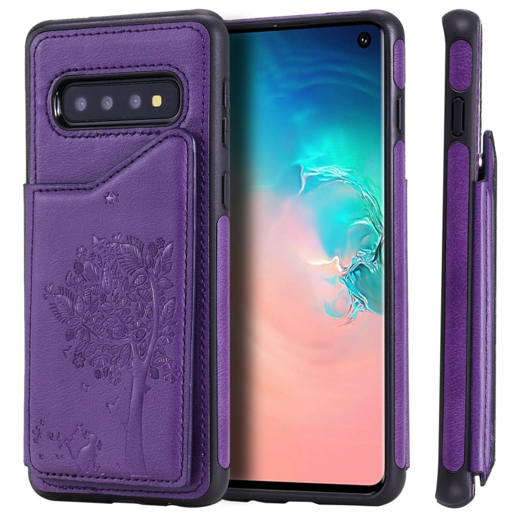 Cat Tree Embossing Pattern Shockproof Protective Case with Card Slots & Photo Frame, For Galaxy S8, For Galaxy S8+, For Galaxy S9, For Galaxy S9+, For Galaxy S10 5G, For Galaxy S10e, For Galaxy S10, For Galaxy S10+