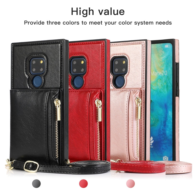 Square Zipper Wallet Bag TPU+PU Back Cover Case with Holder & Card Slots & Wallet & Cross-body Strap, For Huawei Mate 20, For Huawei Mate 20 Lite, For Huawei Mate 20 Pro, For Huawei Mate 30, For Huawei P30, For Huawei P30 Pro, For Huawei P30 Lite������...