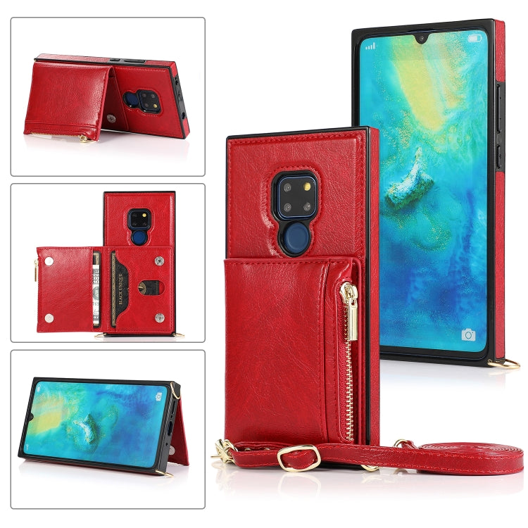Square Zipper Wallet Bag TPU+PU Back Cover Case with Holder & Card Slots & Wallet & Cross-body Strap, For Huawei Mate 20, For Huawei Mate 20 Lite, For Huawei Mate 20 Pro, For Huawei Mate 30, For Huawei P30, For Huawei P30 Pro, For Huawei P30 Lite������...
