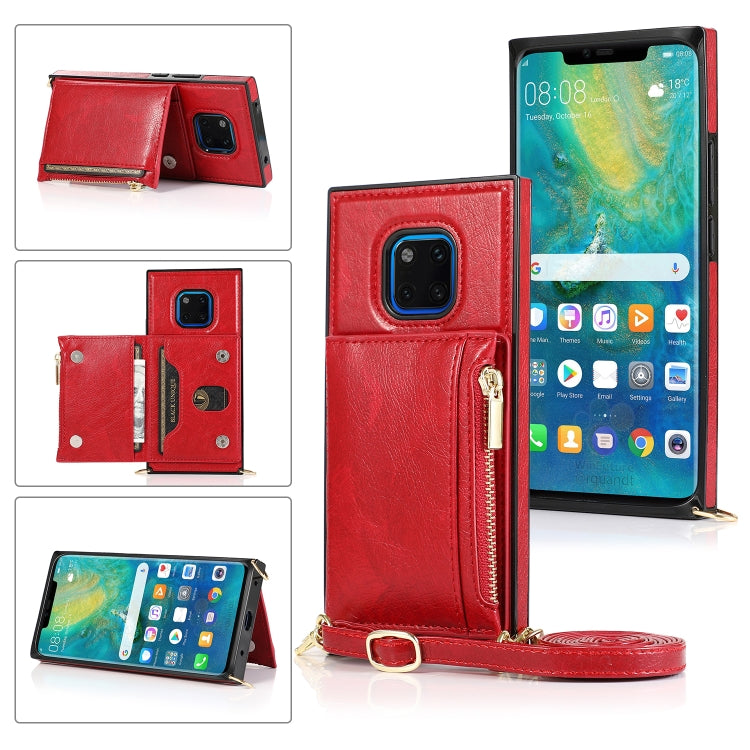 Square Zipper Wallet Bag TPU+PU Back Cover Case with Holder & Card Slots & Wallet & Cross-body Strap, For Huawei Mate 20, For Huawei Mate 20 Lite, For Huawei Mate 20 Pro, For Huawei Mate 30, For Huawei P30, For Huawei P30 Pro, For Huawei P30 Lite������...