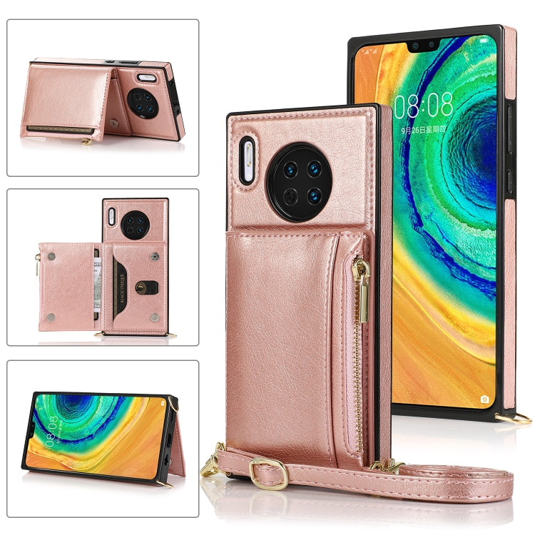 Square Zipper Wallet Bag TPU+PU Back Cover Case with Holder & Card Slots & Wallet & Cross-body Strap, For Huawei Mate 20, For Huawei Mate 20 Lite, For Huawei Mate 20 Pro, For Huawei Mate 30, For Huawei P30, For Huawei P30 Pro, For Huawei P30 Lite������...