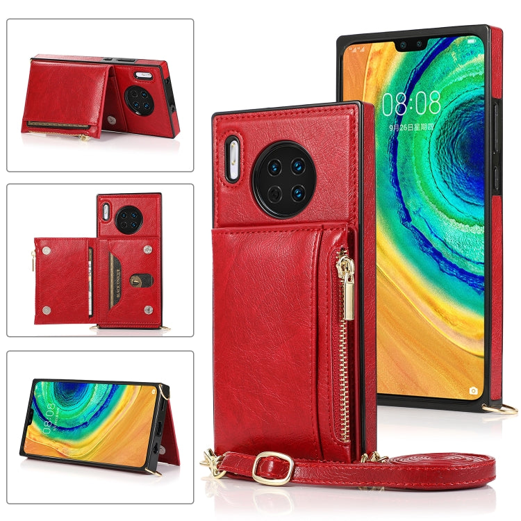 Square Zipper Wallet Bag TPU+PU Back Cover Case with Holder & Card Slots & Wallet & Cross-body Strap, For Huawei Mate 20, For Huawei Mate 20 Lite, For Huawei Mate 20 Pro, For Huawei Mate 30, For Huawei P30, For Huawei P30 Pro, For Huawei P30 Lite������...