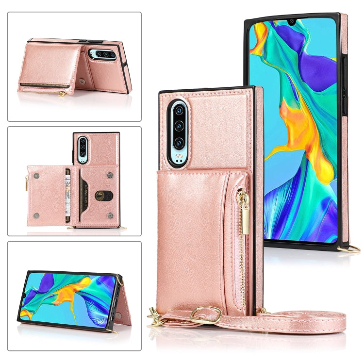 Square Zipper Wallet Bag TPU+PU Back Cover Case with Holder & Card Slots & Wallet & Cross-body Strap, For Huawei Mate 20, For Huawei Mate 20 Lite, For Huawei Mate 20 Pro, For Huawei Mate 30, For Huawei P30, For Huawei P30 Pro, For Huawei P30 Lite������...