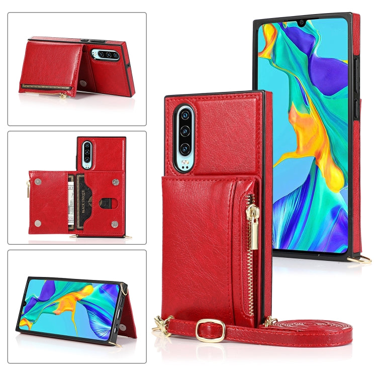Square Zipper Wallet Bag TPU+PU Back Cover Case with Holder & Card Slots & Wallet & Cross-body Strap, For Huawei Mate 20, For Huawei Mate 20 Lite, For Huawei Mate 20 Pro, For Huawei Mate 30, For Huawei P30, For Huawei P30 Pro, For Huawei P30 Lite������...