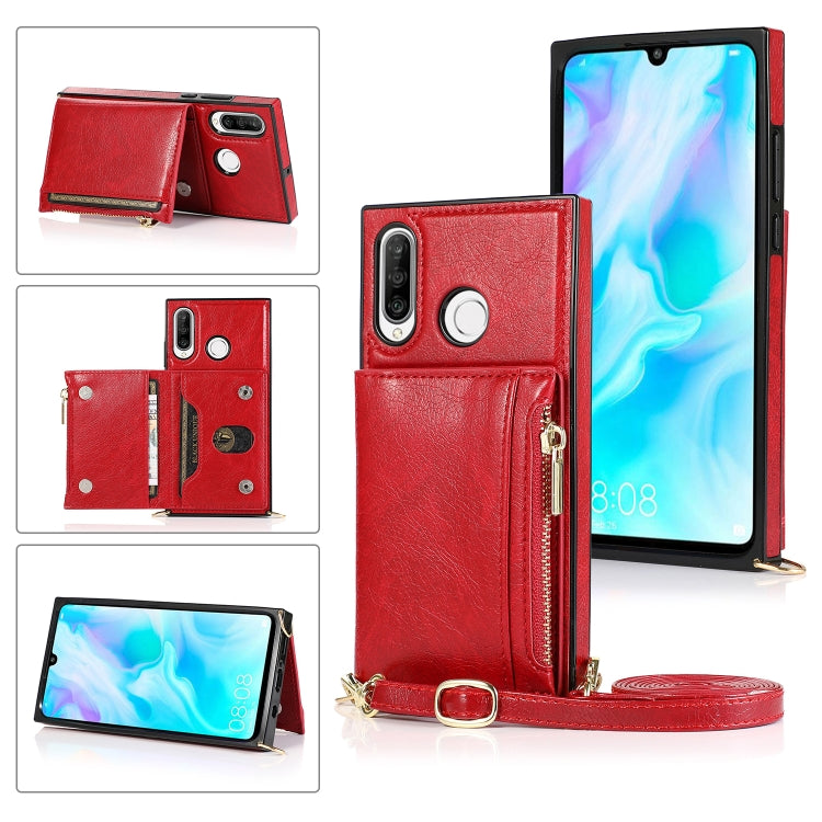 Square Zipper Wallet Bag TPU+PU Back Cover Case with Holder & Card Slots & Wallet & Cross-body Strap, For Huawei Mate 20, For Huawei Mate 20 Lite, For Huawei Mate 20 Pro, For Huawei Mate 30, For Huawei P30, For Huawei P30 Pro, For Huawei P30 Lite������...