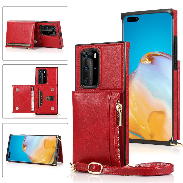 Square Zipper Wallet Bag TPU+PU Back Cover Case with Holder & Card Slots & Wallet & Cross-body Strap, For Huawei Mate 20, For Huawei Mate 20 Lite, For Huawei Mate 20 Pro, For Huawei Mate 30, For Huawei P30, For Huawei P30 Pro, For Huawei P30 Lite������...