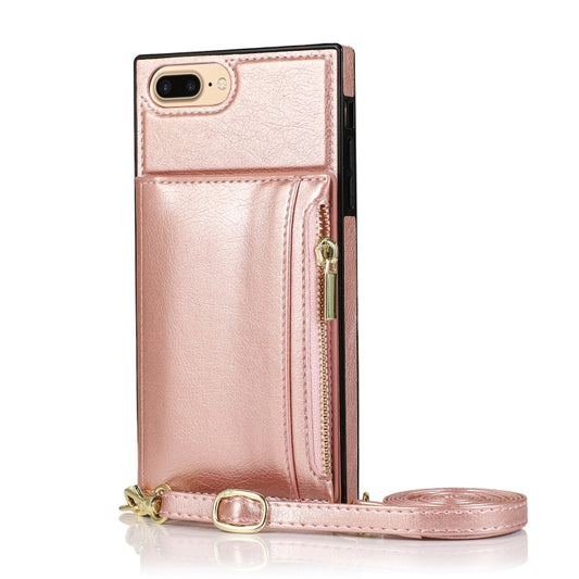 Square Zipper Wallet Bag TPU+PU Back Cover Case with Holder & Card Slots & Wallet & Cross-body Strap