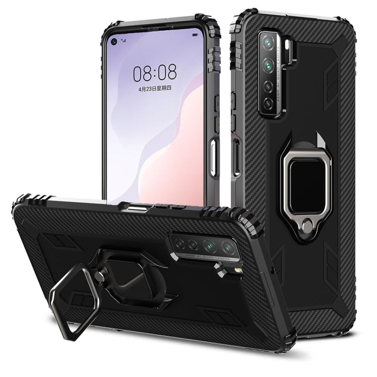 Carbon Fiber Protective Case with 360 Degree Rotating Ring Holder, For Huawei Nova 7 SE, For Samsung Galaxy S20 FE