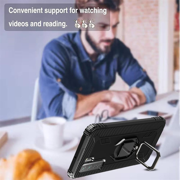 Carbon Fiber Protective Case with 360 Degree Rotating Ring Holder, For Huawei Nova 7 SE, For Samsung Galaxy S20 FE