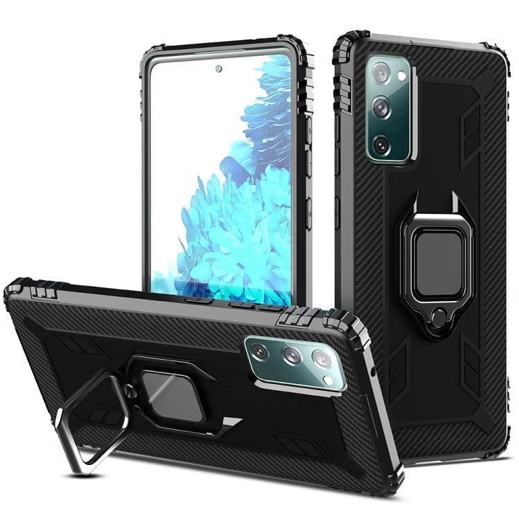 Carbon Fiber Protective Case with 360 Degree Rotating Ring Holder, For Huawei Nova 7 SE, For Samsung Galaxy S20 FE