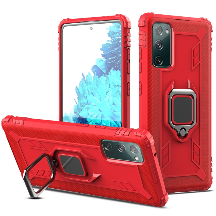 Carbon Fiber Protective Case with 360 Degree Rotating Ring Holder, For Huawei Nova 7 SE, For Samsung Galaxy S20 FE