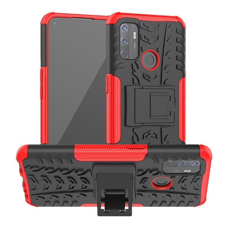Tire Texture Shockproof TPU+PC Protective Case with Holder, For OPPO A53 / A32, For vivo Y50